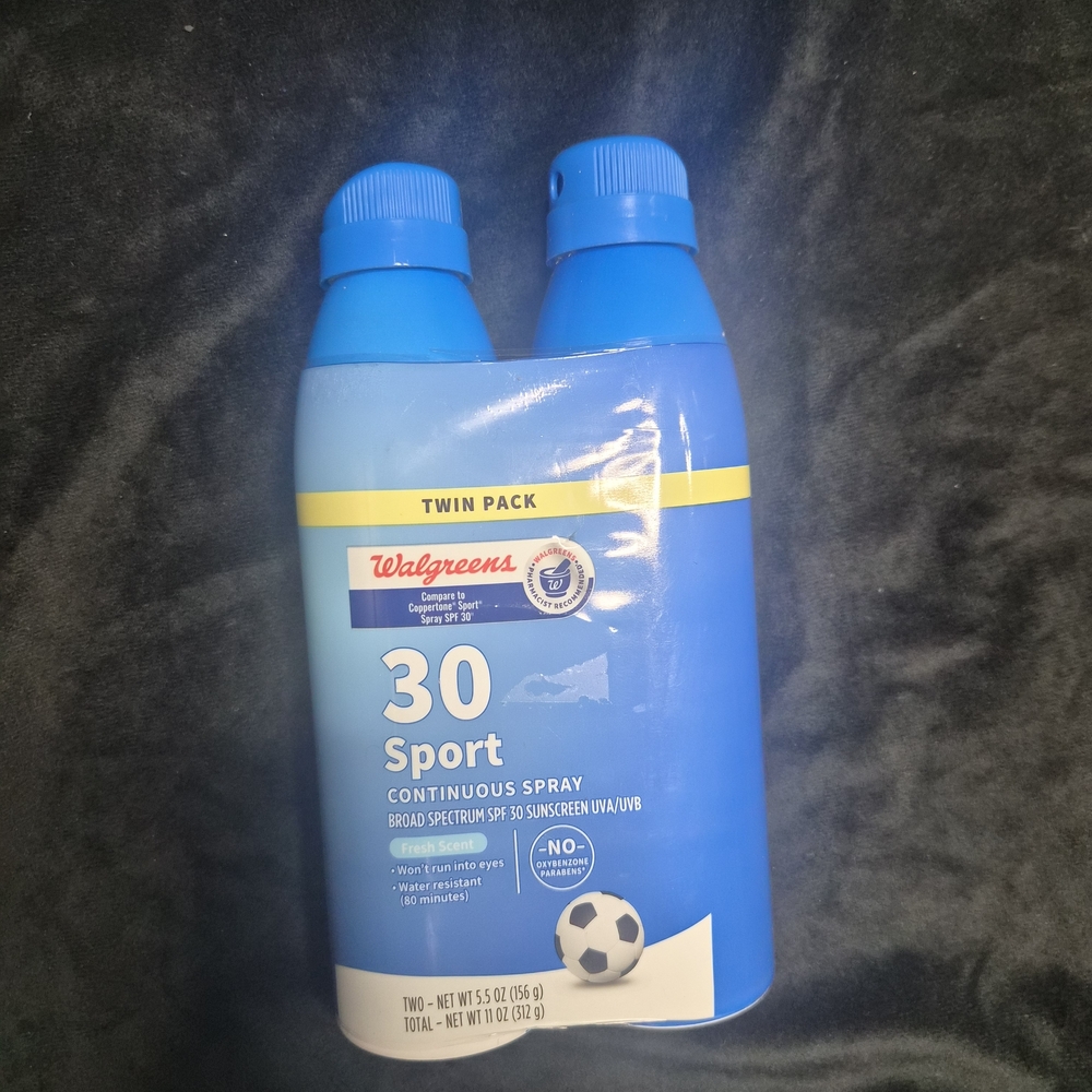 Walgreens Sport SPF 30 Continuous Spray Sunscreen Twin Pack 5.5oz Each NEW